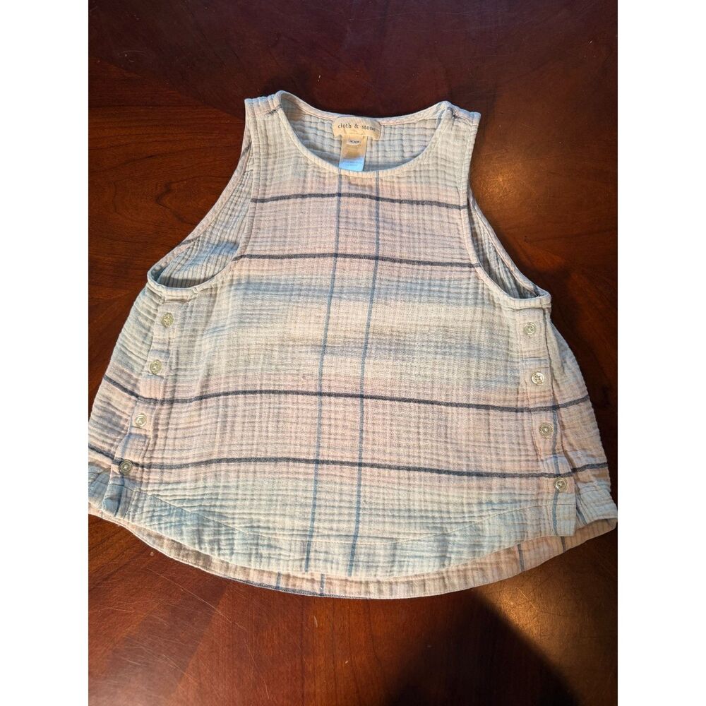 Cloth & Stone Blue Striped Sleeveless Tank Top XXS Lightweight Cotton
